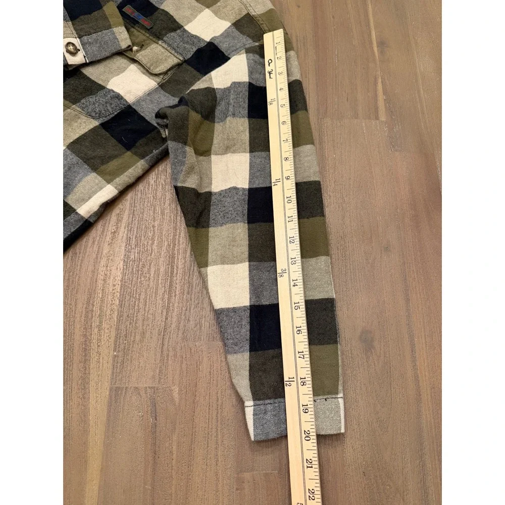 Levi Strauss & Co Mens Plaid‎ Full Zip Shirt Jacket Green Black Cream L - Picture 4 of 7